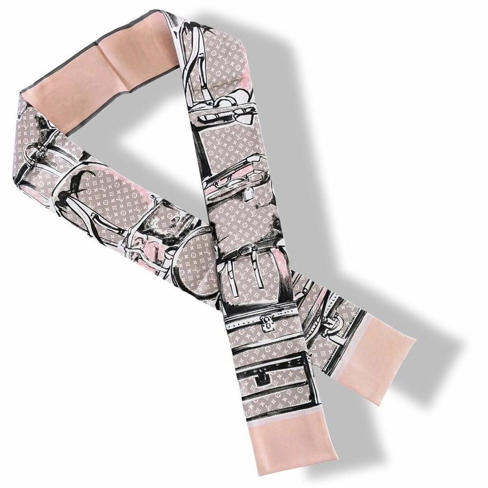 Louis Vuitton Limited Edt Rose TRUNKS Bandeau Silk Scarf, Rare!